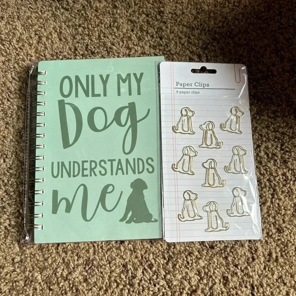 Dog theme Journal & paper clips set‎ New